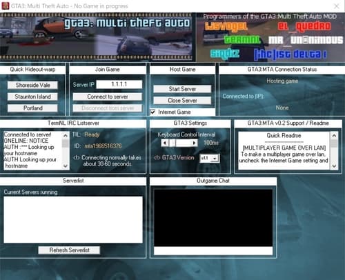 Интерфейс альтернативного мультиплеера для GTA 3 0.2a