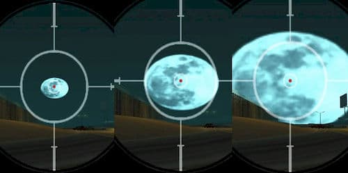 Стреляя по луне из снайперской винтовки в GTA 3, VC и SA, вы меняете её размер