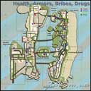 Карта здоровья, брони, взяток и пилюль в GTA: Vice City