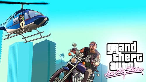 Официальный арт GTA: Vice City Stories (байкер с вертолётом и стрелком)
