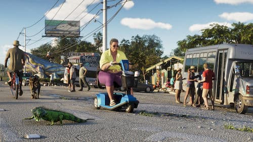 Стильная старушка на трицикле в GTA 6 в районе Leonida Keys